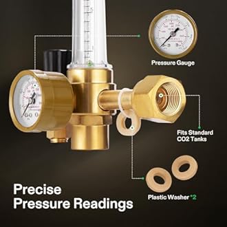 VIVOSUN Hydroponics CO2 Regulator Emitter System with Solenoid Valve Flowmeter for Grow Room Grow Tent Garden