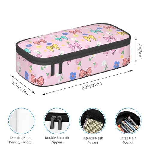 Image of WOBAGMEN Large Pencil Case with Handle Cute Print Pencil Bag Mutifunctional Pencil Pouch Stationery Bag (hudiejie)
