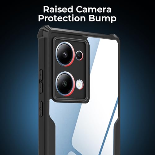 Image of A rtistque Clear Hard Transparent Acrylic Armor Anti-Drop Shockproof TPU Edge Back Cover Case for Redmi Note 13 5G - Black
