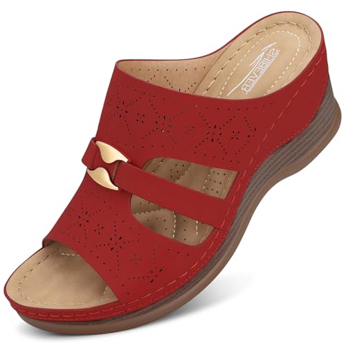 Image of SHIBEVER Wedge Sandals for Women Dressy: Comfortable Slip On Summer Sandal