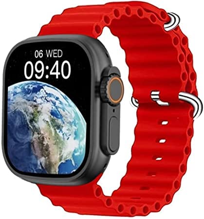 Image of Nick jones T800 Ultra Smartwatch with 1.06 inch HD Display, Bluetooth Calling Multiple Sports Modes & Watch Faces, Spo2 Monitoring & Heart Rate Monitoring, Call Notification, Red(Sim not Supported)