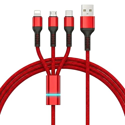 Image of 3 in 1 Multi Fast Charging Cable | Nylon Braided Cable with Type-C & Micro USB | Compatible With Samsung, OnePlus, Vivo, Oppo, Xiaomi, iPhone, iPad Pro, Laptop & Car Charging. (1M)
