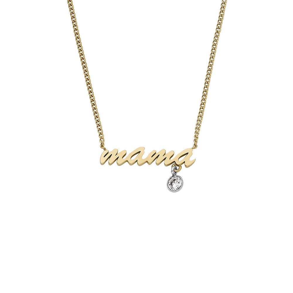 Fossil Halskette für Frauen Sadie Name Necklace Zweifarbige Edelstahlkette, Länge: 406mm+60mm, Breite: 19.5 mm, Höhe: 9mm, JF04431998