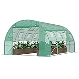 Froadp Gewächshaus Folientunnel 3 x 4 x 2 m, Tomatenhaus mit verzinktem Stahlrahmen, Foliengewächshaus mit Fenstern & Reißverschlusstüren, Gartengewächshaus für Gemüse & Pflanzen, Grün