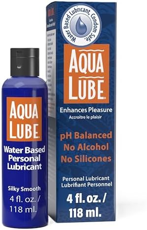 Aqua Lube Personal Lubricant 4 Fl Oz - 100% Water Based Non-Sticky Formula, Toy Friendly, Gentle, Long-Lasting, PH Balanced, for Men and Women