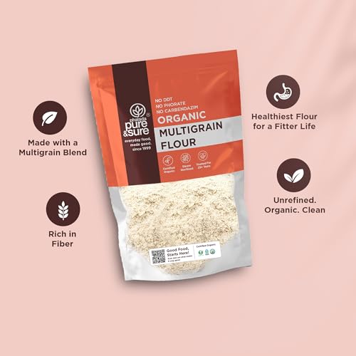 Image of Pure & Sure Multigrain Flour (Atta) 5Kg | 6-in-1 multigrain flour with wheat, soya, maize, besan, psyllium husk & more, diabetic-friendly, 20% lower GI, high protein & fiber, healthy weight