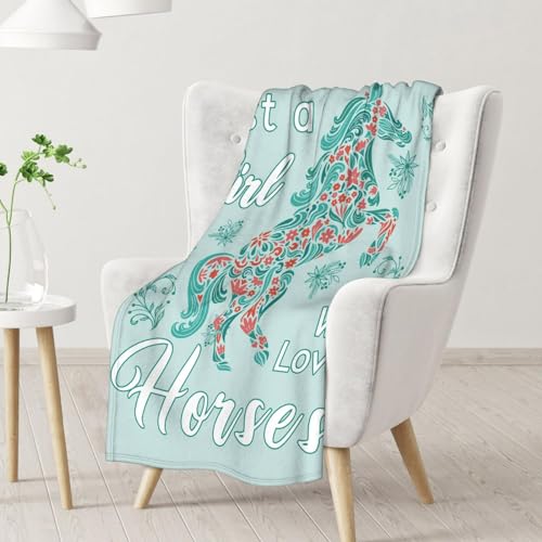 Mercuryelf Horse Blanket Gift - 30x40 Inches Trendy Throw Blankets for Girls - Mint Green Soft, Fuzzy & Warm Throws for Lap, Crib