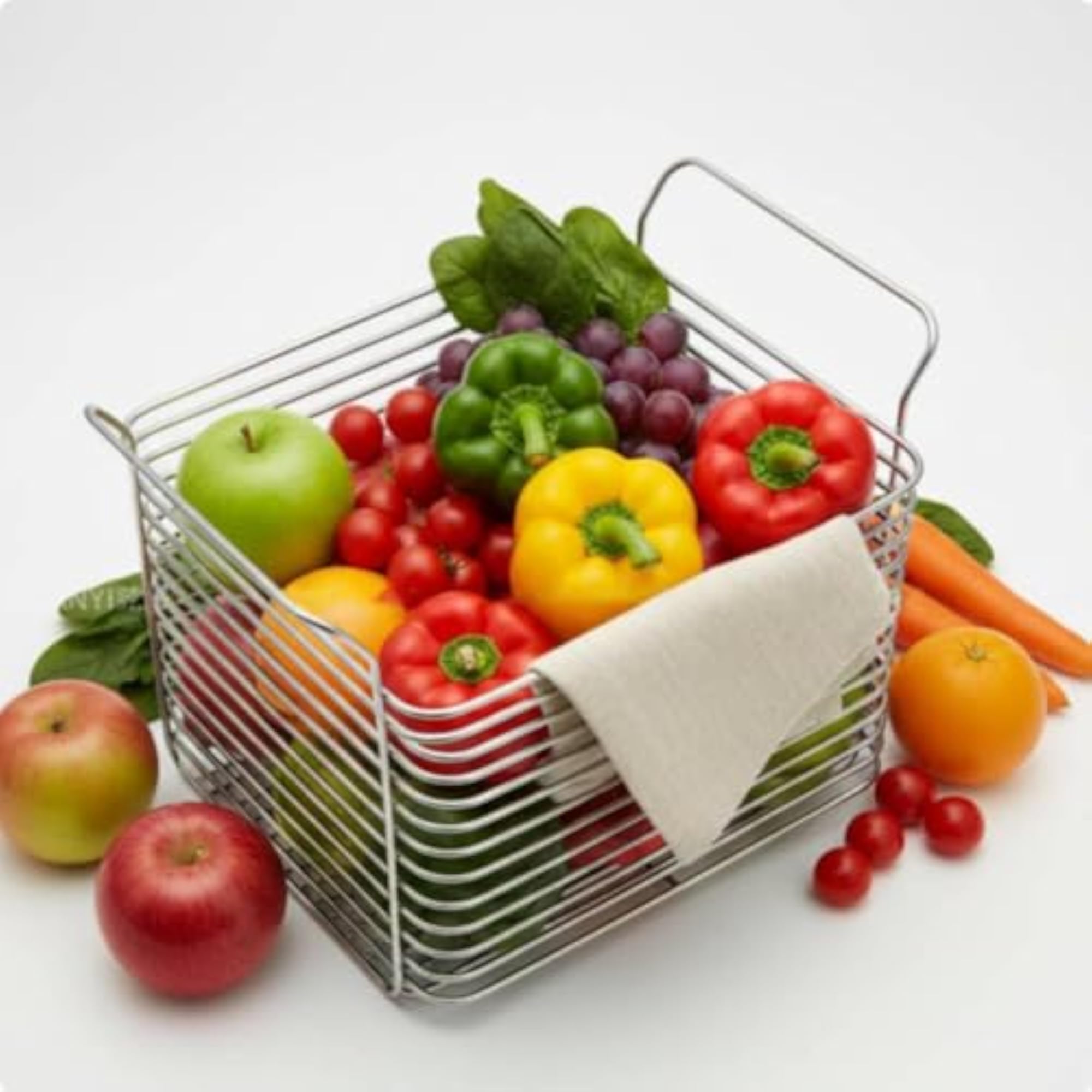 Metal Wire Organizer Bin with Handles, Multipurpose Storage Basket
