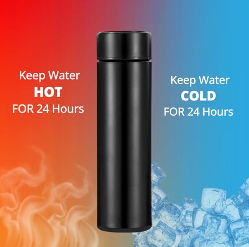 Image of Harry Potter Black Stainless Steel Bottle - 500ml Black Thermos Flask with Hogwarts Design | Hot & Cold Insulated Bottle for School, Office & Gift Use