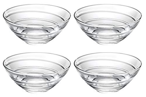 Barski Glass Bowl - For Dessert - Salad - Pasta - Fruit - Nuts - Chocolate - Set Of 4 Bowls - Designed - 6.25" Diameter - Made In Europe #TOP4