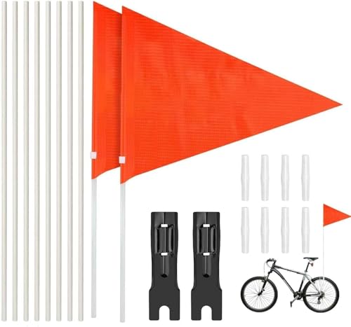 Sunshine smile Lot de 2 drapeaux de vélo de 150 cm, 2 drapeaux de vélo réglables pour enfant, drapeau de vélo de rue Buddy, fanions de sécurité pour vélo d'enfant