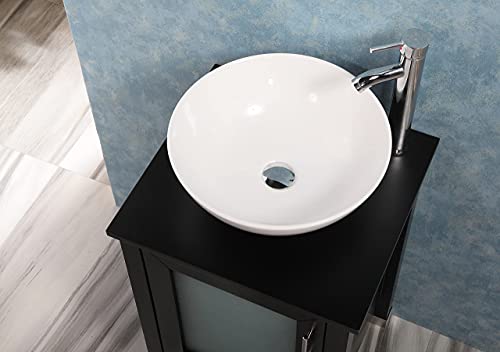Qierao 20" Bathroom Vanity With Sink Combo Stand Cabinet And White Ceramic Vessel Sink And Stainless Steel Faucet, Black #TOP5