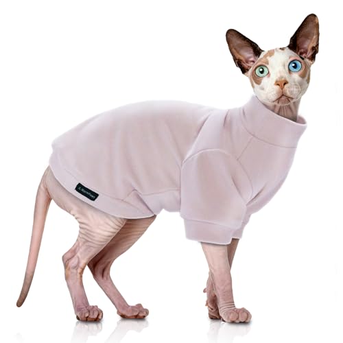 JL WarmPaws Sphynx Cat Sweater Soft Warm Long Sleeve Fleece for Cats&Small Dogs