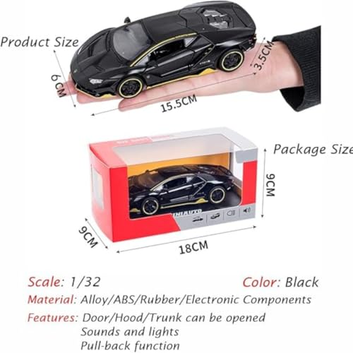 Image of Die-cast Metal Lamborghini Car Toy Model Pull Back Super car with Openable Doors with Sound and Light for Birthdays Gift Party Decorations Great for Kids Boys Girls and Adults