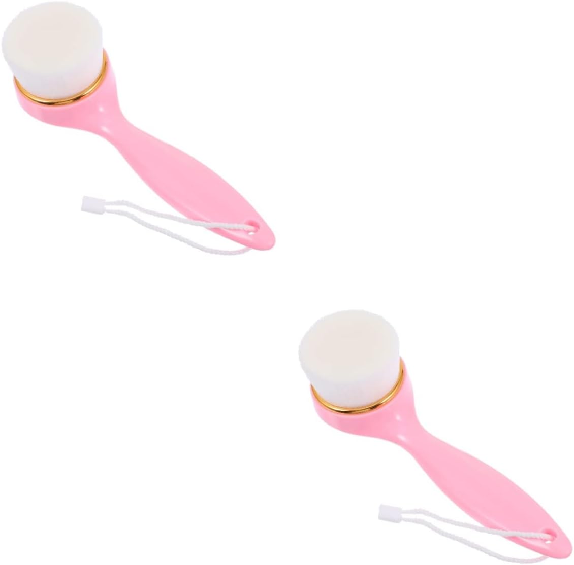 2Pcs Makeup Massage Spa Exfoliating Skin Care Cleaning Wash Massager Brush For Tools Bristle Beauty Washer Women Skincare Cleanser Tool Cleansing Woman Soft Deep Pink Pore Plastic