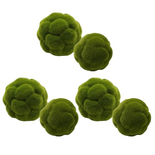 LIDSCURA 6 PCS Green Moss Ball Decorations, Simulated Moss Balls,
