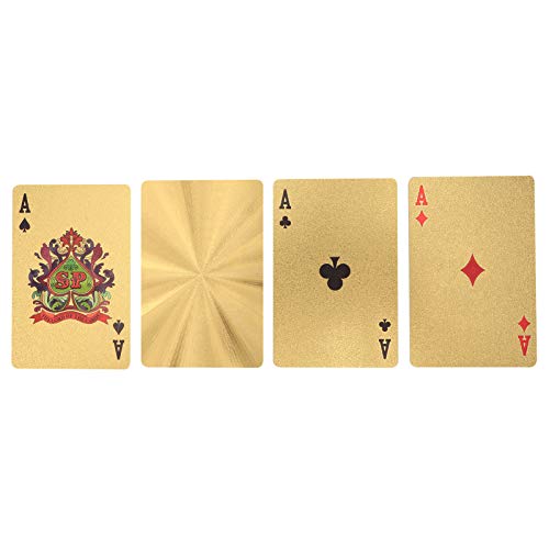 Pokerkarten mit Goldfolienprägung, komplettes Set 52+2, Standardgröße, flexibel, langlebig, wasserdicht, tragbare Strand-Aufbewahrungsbox, – Bild 3