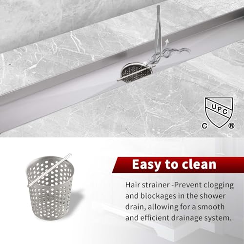 Image of Sharp-tec 36 inch Linear Shower Drain, Brushed Rectangular Floor Drain, V-Shape Design Drain Channel, 304 Stainless Steel, cUPC Certificated for Bathroom Shower Room (Drain Base is Not Included)