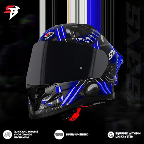 Image of Steelbird SBH-61 SXE X2 Pinlock ISI and Dot Certified Full Face Helmet for Men and with Inner Silver Sunshield