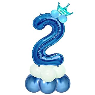 Shopperskart Blue 32 Inches Numbers 2 Shape Large Big Foil Helium Balloons For Party Decorations In Happy Birthday Anniversary Office Items Materials Set Pack,1 Piece