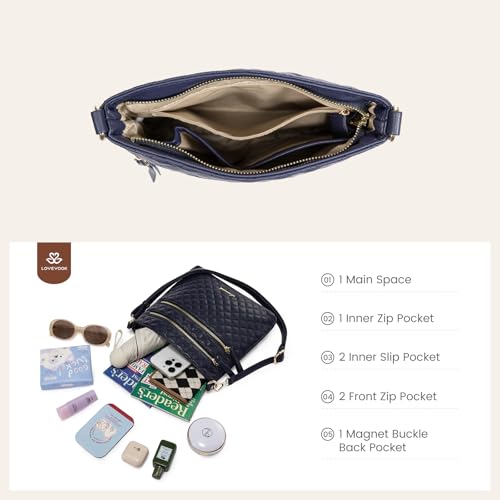 Image of LOVEVOOK Crossbody Purses for Women, Multi Pocket Casual Crossbody Bag, Medium Shoulder Bag Vegan Leather Handbags