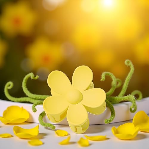 Pinzas para el cabello en forma de flor color amarillo miniatura 4