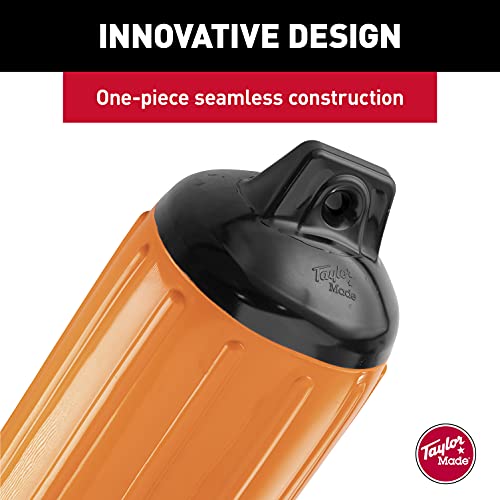 Image of Taylor Made Super Gard Boat Fender, Blaze Orange (6.5 inch x 22 inch) Double-Molded Ends, Ribbed Technology to Minimize Roll, Rubber Football Needle Inflation Valve, Marine-Grade Vinyl, 5 /8 inch Eyelets - 730622