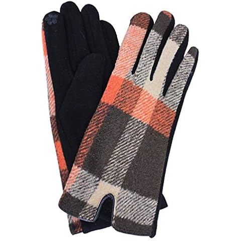 Sincerelyforyou - Touch Screen Gloves Women Fleece Lined Checked Tartan Soft Ladies Warm Gloves Smart Phone Texting Driving Gloves Cover