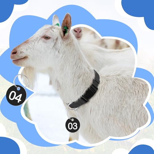 Image of Foilswirl 12 Pack Goat Collars with Number Tag Adjustable Nylon Livestock Collar with No. 01-12 ID Number Tags Sheep Collars Set for Small Livestock Farm Animal Goat Sheep Cow(Regular)