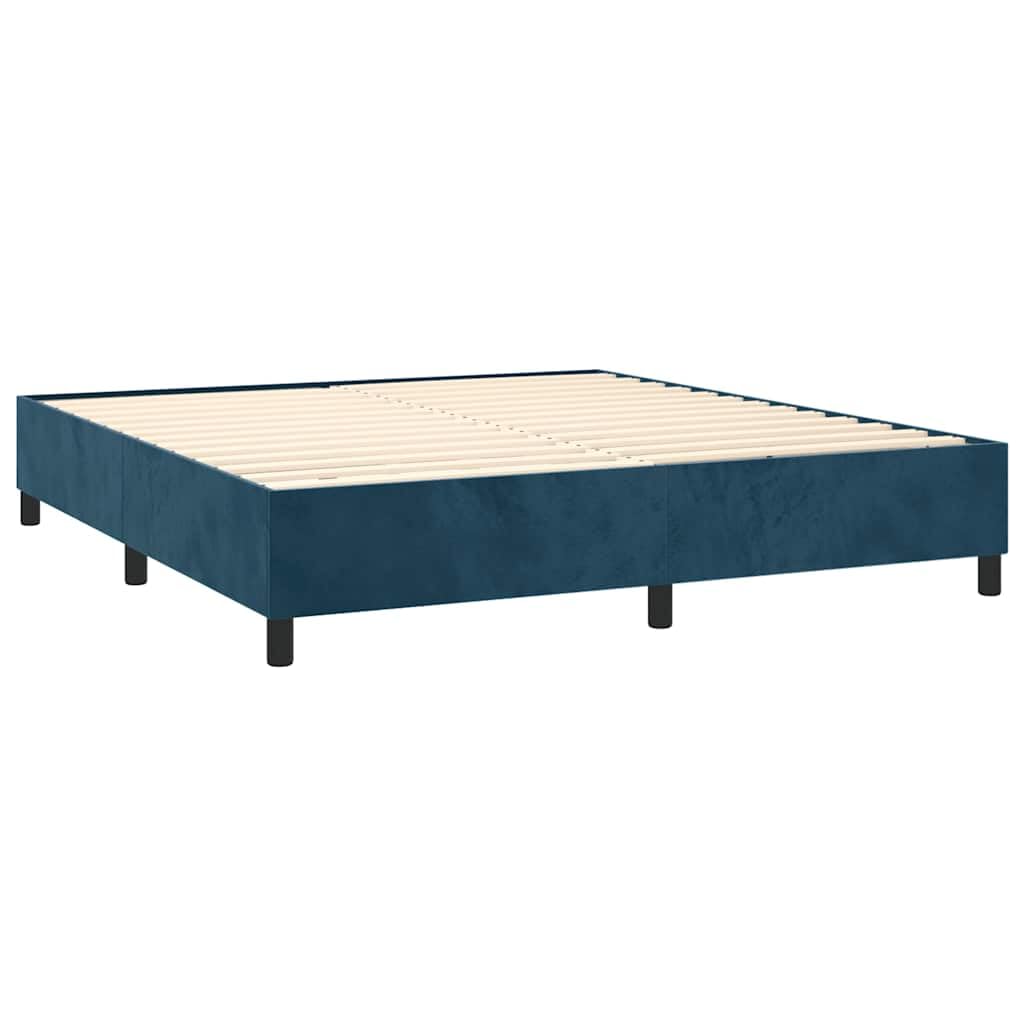 vidaXL Giroletto a Molle con Materasso Blu Scuro 180x200 cm in Velluto