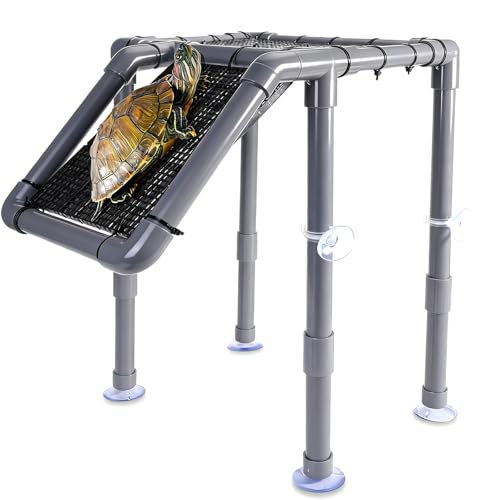 SKARUS Large Standing Turtle Basking Platform with Ramp, 12" Width Turtles Docks Aquatic Resting Area, DIY Basking Platform for Aquatic Turtles, PVC Pipes and EggCrate, Turtle Tank Accessories