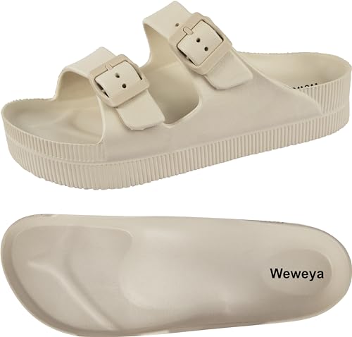 Image of Weweya Platform Sandals Women Arch Support Sandal Buckle Straps Slides | Flip Flops, EVA, Beach, Comfortable, Summer, Lightweight, Recovery