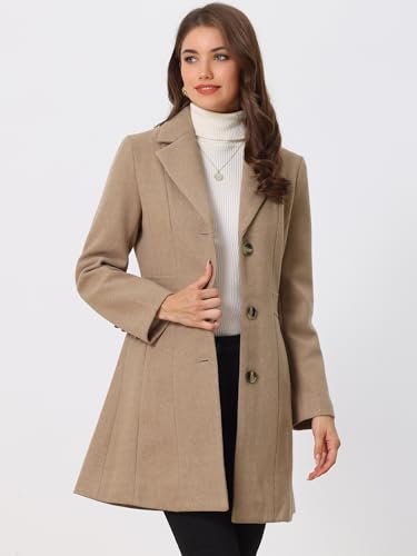 Image of Allegra K Womens Winter Elegant Pea Coat 2026 Single Breasted Long Overcoat | Notch Lapel Collar, Warm, Work Office Trench Coats,Outwear Outfit