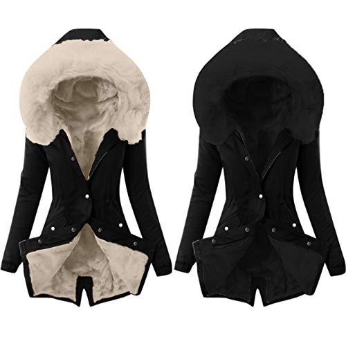 Womens Winter Coats Mid Length Sherpa Lined Warm Heavy Jackets Thickened Windproof Outerwear With Fur Hood2