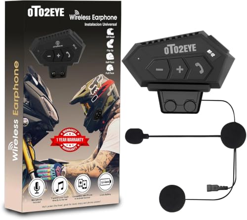 OTO2EYE BT12 Bluetooth Motorcycle Helmet Headset | HD Calling & HiFi Music, IP67 Waterproof, GPS Support, iOS & Android Compatible, Universal Helmet Fit
