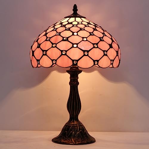 Image of WERFACTORY Tiffany Lamp Stained Glass Bead Table Lamp Desk Light 18 Inch