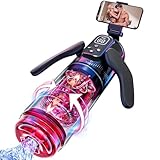 Masturbador Masculino masturbádores Vibradorador Hombre - Juguetes Sexuales Más Vendido con 7 Modos Función Telescópica & Giratorio, Vagina 3D Real Soporte Móvil Male Sex Toy