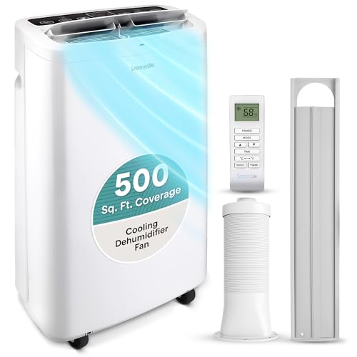 SereneLife Small Air Conditioner Portable 14,000 BTU with Built-in Dehumidifier - Portable AC unit for rooms up to 650 sq ft - Remote Control, Window Mount Exhaust Kit