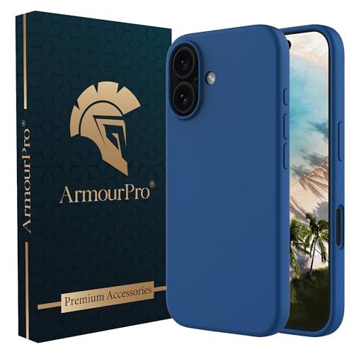 Image of ArmourPro Silicone Back Case for iPhone 16, Soft-Touch Case | Dark Blue
