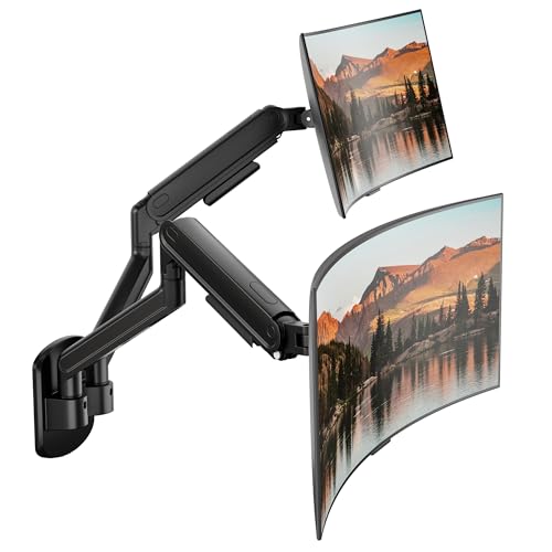 Image of monTEK Dual Monitor Wall Mount, Full Motion Spring Arm for 17-40" Screen