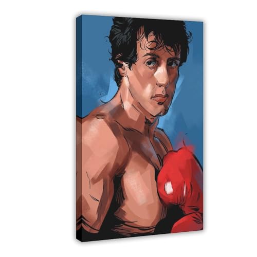 WANGCYJS Póster de Rocky Balboa retro clásico de la película 2 lienzos para decoración de pared, pinturas para sala de estar, dormitorio, marco de decoración de 30 x 45 cm
