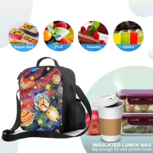 Harooni Corgi Lunch Bag For Boys Girls Space Planet Insulated Lunch Box For Kids Waterproof Reusable School Solar System Cooler Lunchbox With Side Pocket #TOP3