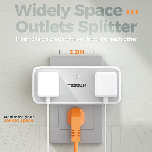 image for Multi Plug Outlet Splitter, TESSAN Surge Protector 4 Outlets Extender 