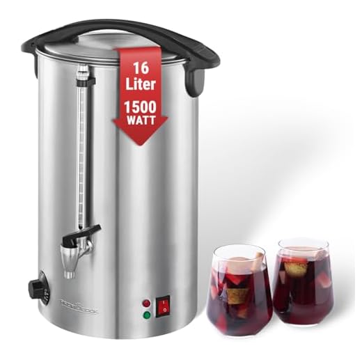 ProfiCook® Heißgetränkeautomat mit 16L Tankinhalt | Glühweinkocher mit hochwertigem Edelstahlgehäuse | zum Erhitzen und Warmhalten | Punschkocher für Glühwein, Tee & Kaffee | PC-HGA 1111