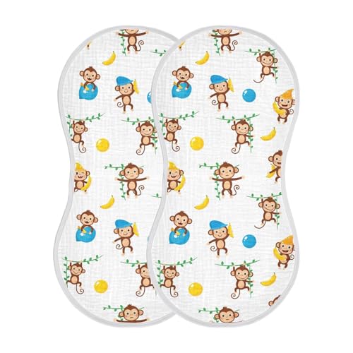 2 Pack Muslin Burp Cloths Lemur Balls White Cotton Baby Burp Cloths Ultra Absorbent Burping Cloth Soft Spit Up Rags for Newborn Must Haves, Large 22