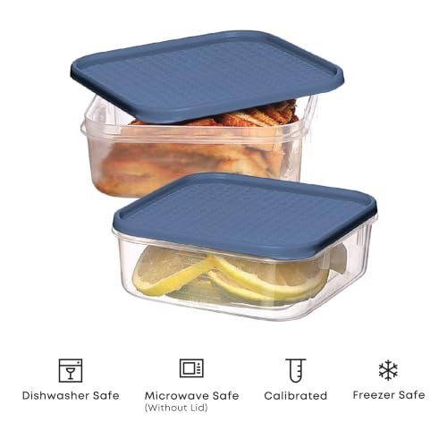 Image of All Time Polka Modular Storage Container Set of 2 | 500ml Each | BPA Free Airtight Food Grade Plastic Kitchen Storage Jars | Stackable Pantry Canisters with Secure Lid | Moonlight