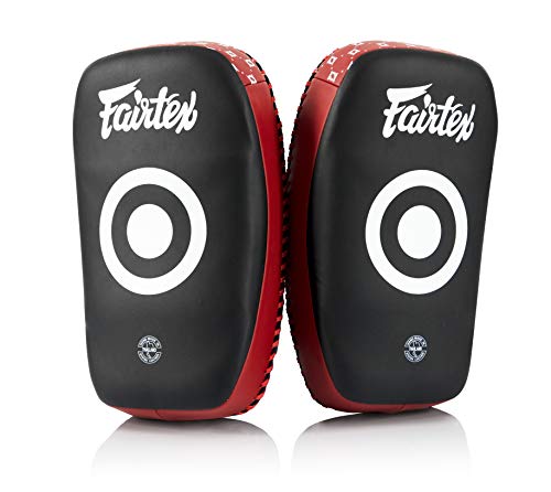 Fairtex KPLC6 Muay Thai Kickboxing Small Curved Thai Pads (Black/Red)