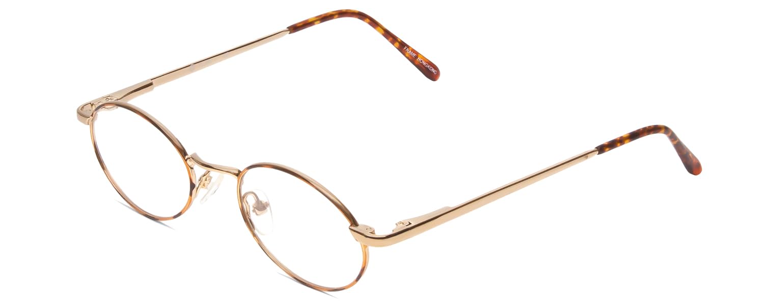 Calabria Flex Collection KIDS 53 Oval Metal Reading Glasses Gold Tortoise Havana Amber Girls Blue Light Filter or Clear Lens