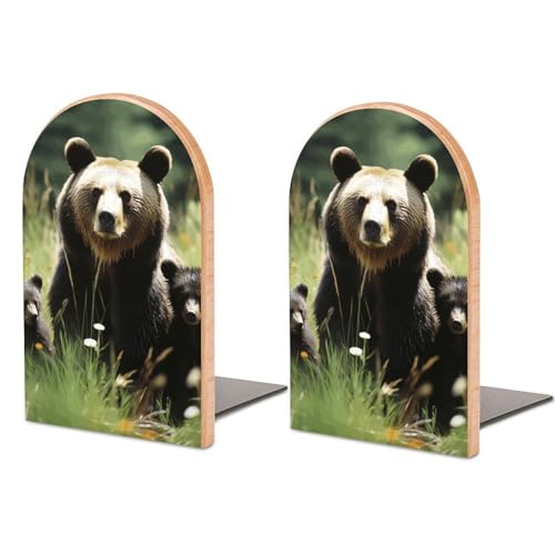 Serre-livres en bois robuste pour étagères de bibliothèque de bureau - 2