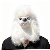 Licsaliwe Máscara de caniche, novedad, cabeza peluda de látex, máscara de perro, disfraz de cara para fiesta de Halloween, animal blanco para adultos y niños